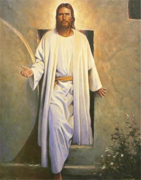 Ilustrace Ježíše Krista opouštějícího svůj hrob.