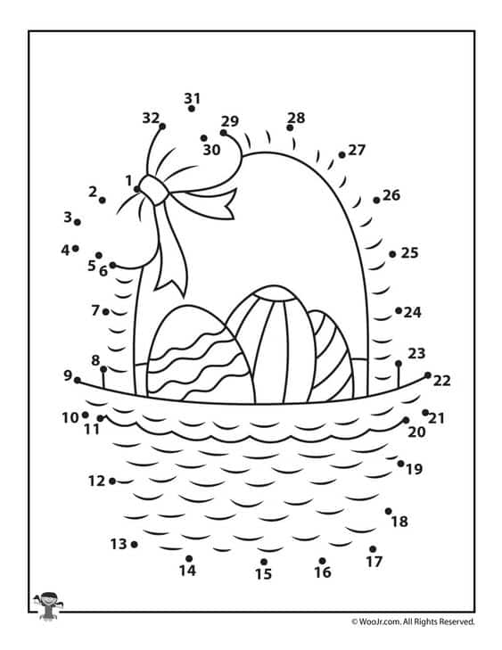 Spojovačka podle čísel velikonoční košík s vajíčky