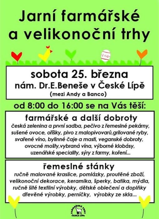 Plakát farmářských velikonoční trhů Česká Lípa.
