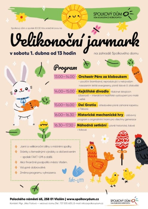 Pozvánka na velikonoční jarmark ve Vlašimi.
