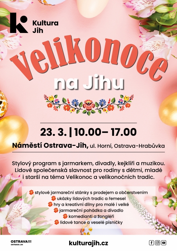 Plakát velikočních oslav v Ostravě.